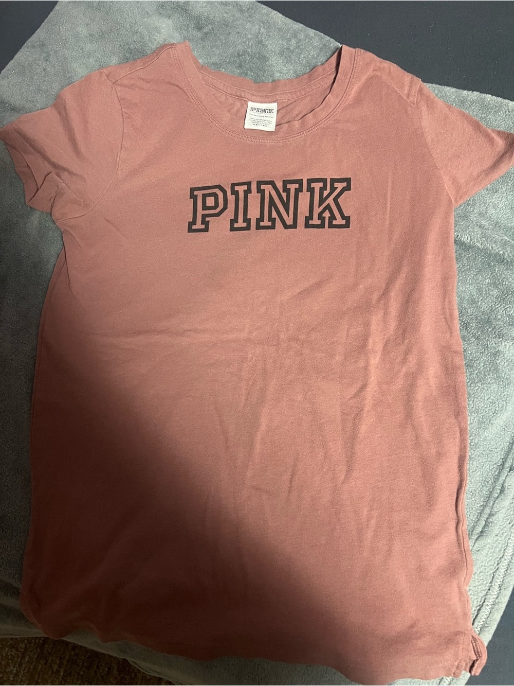 PINK Victoria's Secret Short Sleeve Logo Tee - Mauve Pink